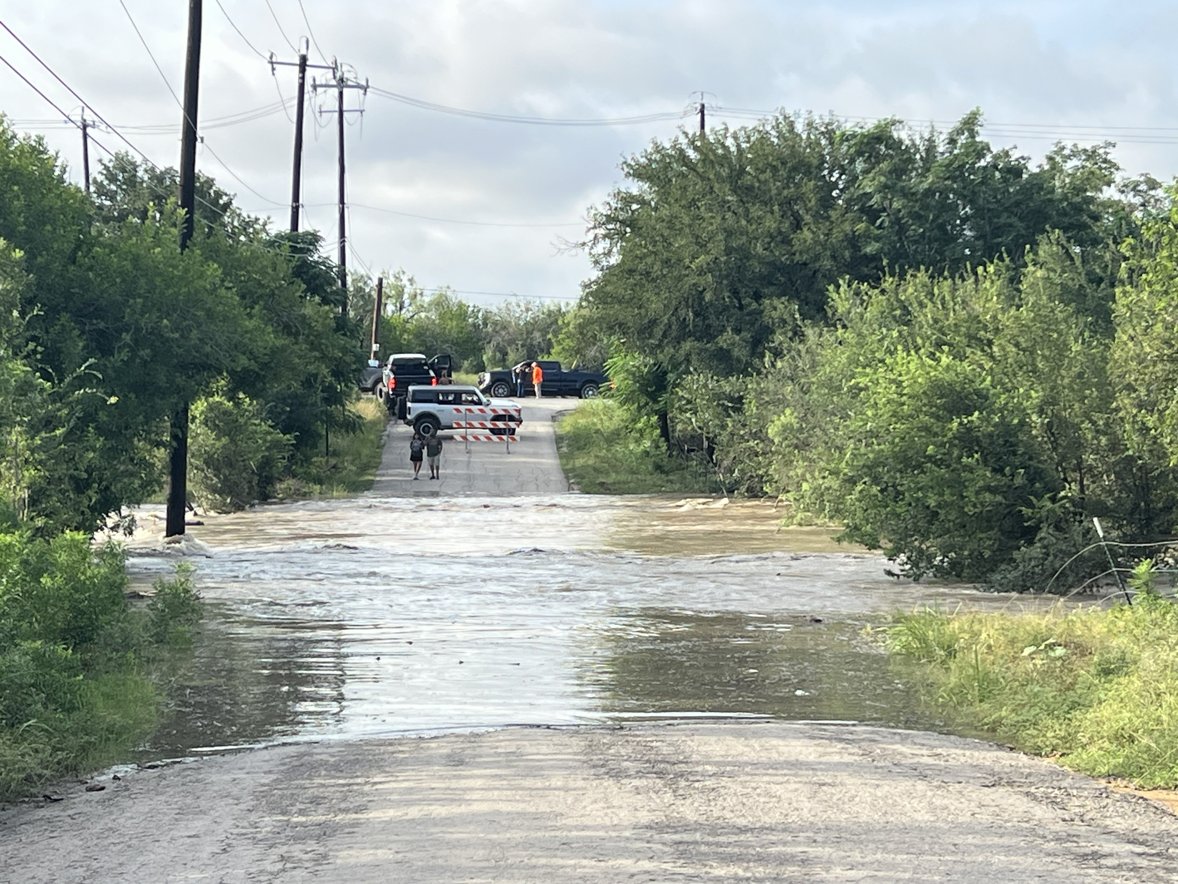 Credit: Ariana Contreras. Taken on part of San Geronimo Creek at road crossing. This is seconds after the flash flooding began on July 15, 2026.